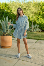 Load image into Gallery viewer, Striped Button Down Shirt Dress | Olive
