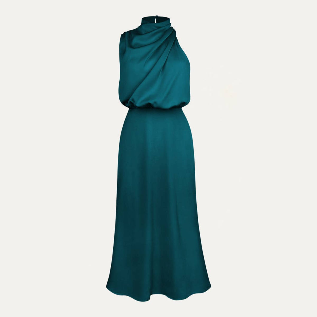 One-Shoulder Halter Formal Midi Dress | Peacock