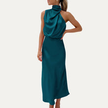 Load image into Gallery viewer, One-Shoulder Halter Formal Midi Dress | Peacock
