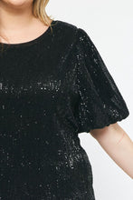 Load image into Gallery viewer, Sequin Puff Sleeve Blouse | Black
